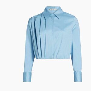 Alice + Oliva Lucile Cropped Pleated Blouse